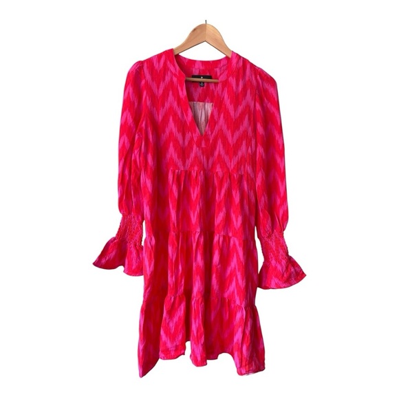 Tuckernuck Pomander Place Hot Pink Ikat Kenzo Dress Women’s Size XS Tiered - Picture 6 of 14